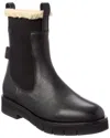 Ferragamo Rook Genuine Shearling Trim Leather Boot In Black