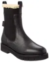 Ferragamo Rook Genuine Shearling Trim Leather Boot In Black