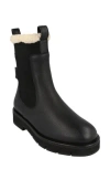 Ferragamo Rook Genuine Shearling Trim Leather Boot In Black