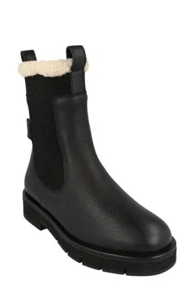 FERRAGAMO FERRAGAMO ROOK GENUINE SHEARLING TRIM LEATHER BOOT