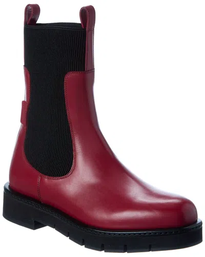 Ferragamo Rook Leather Bootie In Red