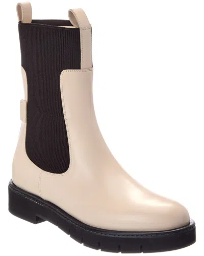 Ferragamo Rook Leather Bootie In Neutral
