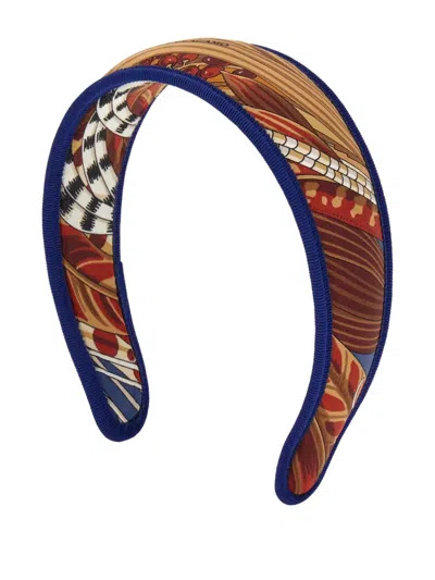 Ferragamo Rooster-print Headband In Brown