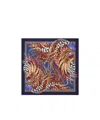 Ferragamo Rooster Print Silk Scarf In Blue