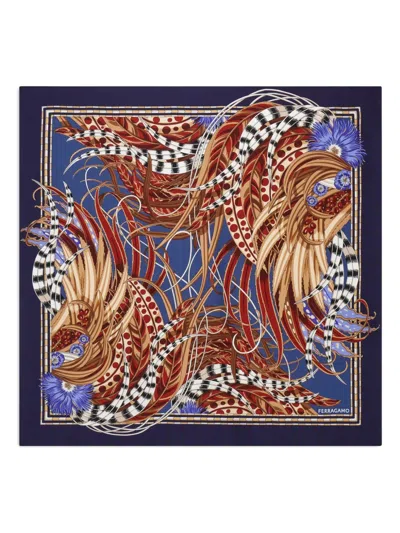 FERRAGAMO ROOSTER-PRINT SILK SCARF