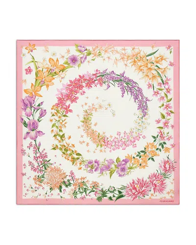 Ferragamo Rosa Silk Scarf In Multi