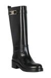 Ferragamo Rosalie Tall Leather Boot In Black