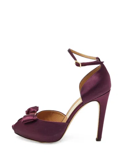 Pre-owned Ferragamo Rosie Bow-detail Pumps In Purple