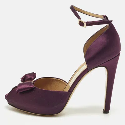 Pre-owned Ferragamo Rosie Size 40.5 Purple Satin Platform Sandals