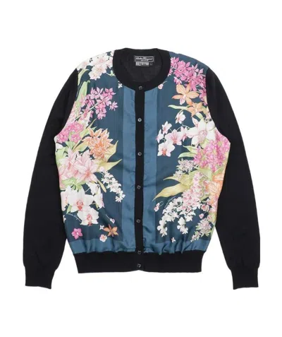 Ferragamo Round-collar Button Cardigan In Black