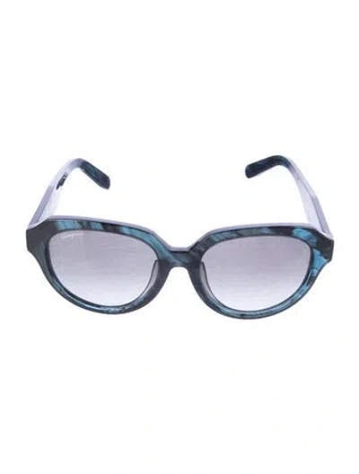 Pre-owned Ferragamo Round Gradient Sunglasses In Blue