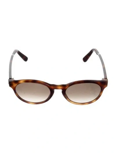 Pre-owned Ferragamo Round Gradient Sunglasses In Brown