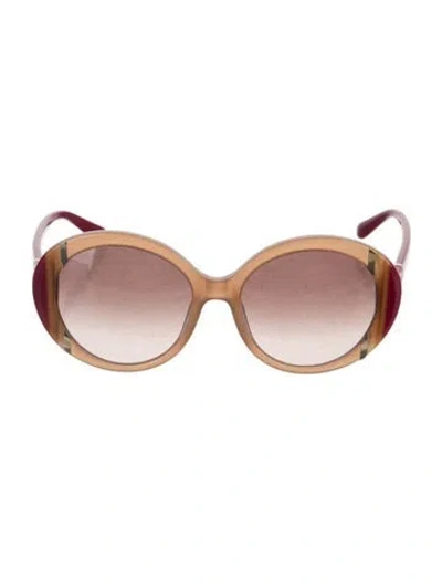Pre-owned Ferragamo Round Gradient Sunglasses In Brown/purple