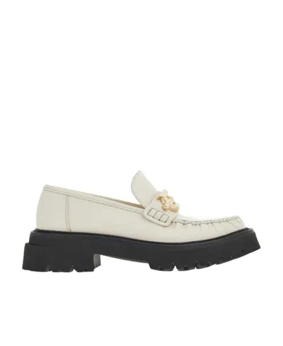 FERRAGAMO ROUND HEAD CONTRASTING LOAFERS