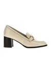 Ferragamo Heeled Loafer With Gancini Ornament In Nude