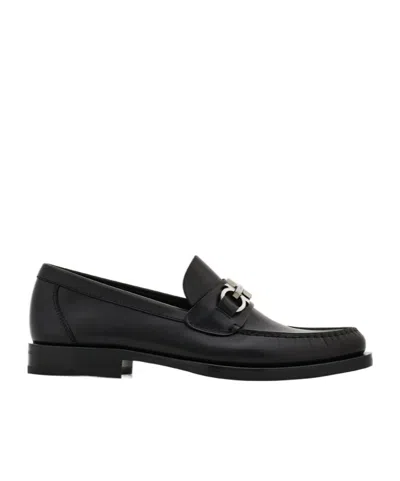 Ferragamo Moccasin With Gancini Decoration In Black