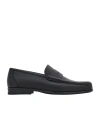 Ferragamo Black Loafer With Logo In Leather Man In Black