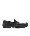 Ferragamo Round Head Loafer Shoes In Black