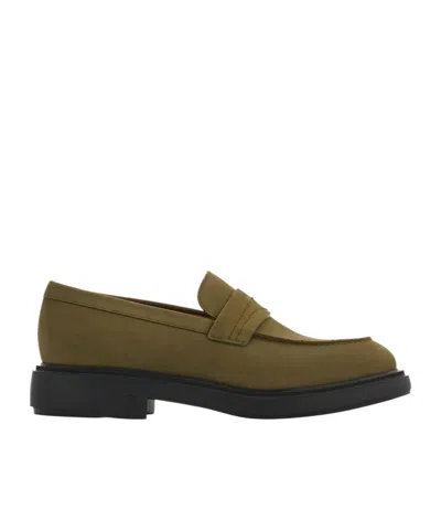 Ferragamo Round Head Loafer Shoes In Green