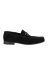 Ferragamo Black Gancini Ornament Loafers In Black