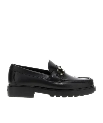 FERRAGAMO GANCINI-PLAQUE LEATHER LOAFERS