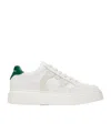 Ferragamo Round Toe Sneakers With Contrasting Heel Tab In White
