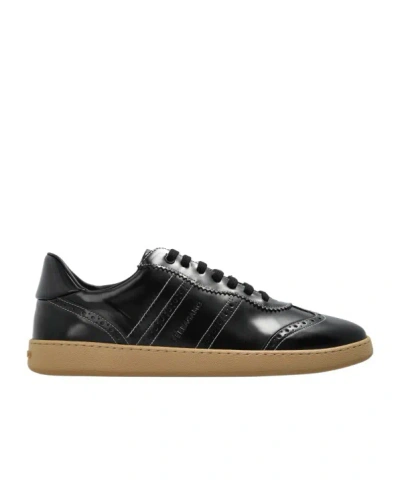 Ferragamo Round-head Sneakers In Black