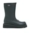 Ferragamo Round Head Zipper Boots In Black