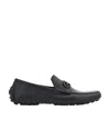 Ferragamo Gancini Leather Loafers In Black