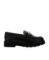Ferragamo Buckle-detail Leather Loafers In Black