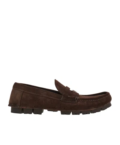 Ferragamo Round-headed Love Shoes In Brown