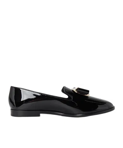 Ferragamo Round-headed Love Shoes In Black