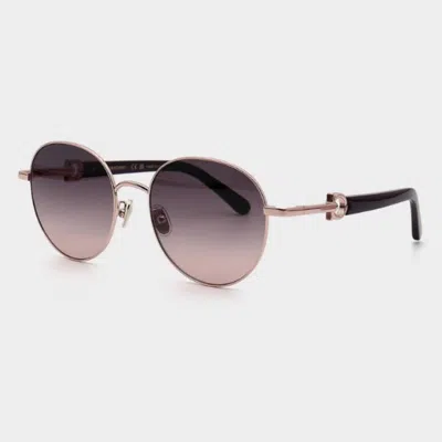 Ferragamo Round Ladies Sunglasses Sf315slbk 771 56 In Black