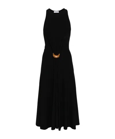 Ferragamo Round-necked Sleeveless Dress In Black