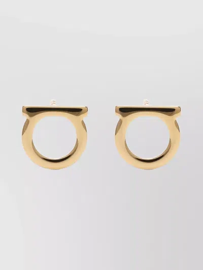 FERRAGAMO ROUND POLISHED STUD EARRINGS