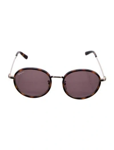 Pre-owned Ferragamo Round Tinted Sunglasses In Brown