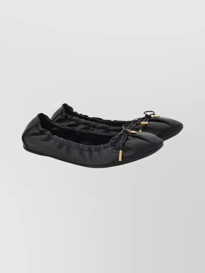 Ferragamo Round Toe Ballerina Flat Bow Detail In Multi
