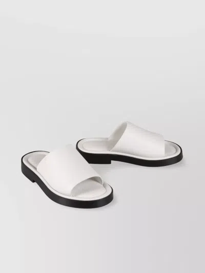 FERRAGAMO ROUND TOE LAMB LEATHER SLIDES