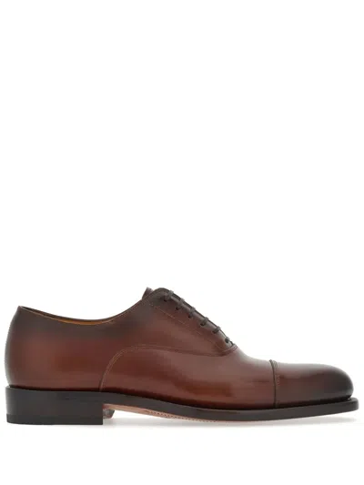 Ferragamo Almond Head Business Dress Shoes In Brown
