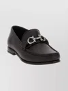 Ferragamo Round Toe Loafers Featuring Metallic Buckle In Black