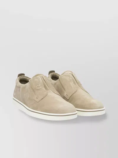 FERRAGAMO ROUND TOE SUEDE LOAFERS RUBBER SOLE