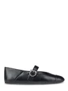 Ferragamo Rounded Toe Flat Shoes With Delicate Instep Strap In Black