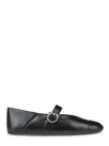 Ferragamo Rounded Toe Flat Shoes With Delicate Instep Strap In Black