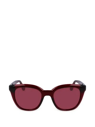 Ferragamo Round-frame Sunglasses In Burgundy