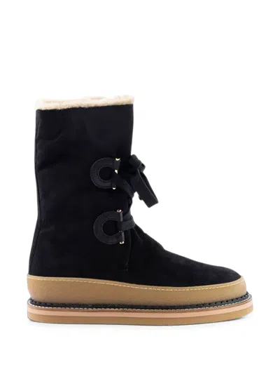 Ferragamo Round-toe Boots In Black