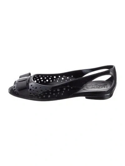 Pre-owned Ferragamo Rubber Ballet Flats In Black