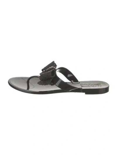 Pre-owned Ferragamo Rubber Bow Accents Flip Flops In Black