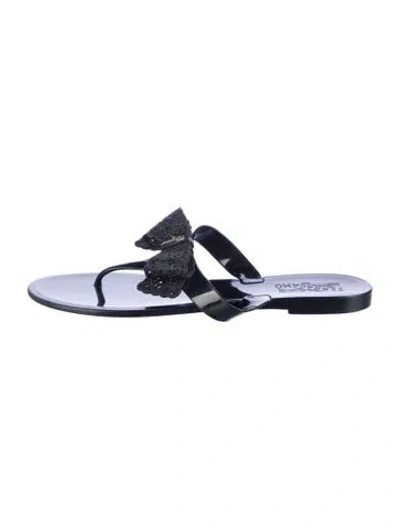 Pre-owned Ferragamo Rubber Bow Accents Flip Flops In Blue