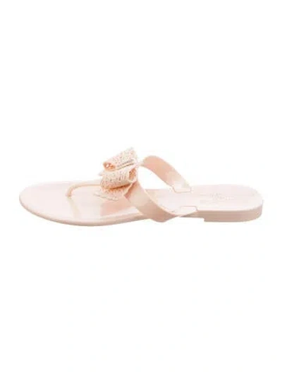 Pre-owned Ferragamo Rubber Bow Accents Flip Flops In Pink