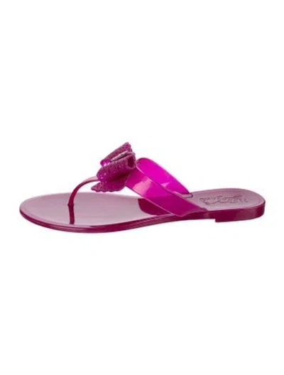 Pre-owned Ferragamo Rubber Bow Accents Flip Flops In Purple